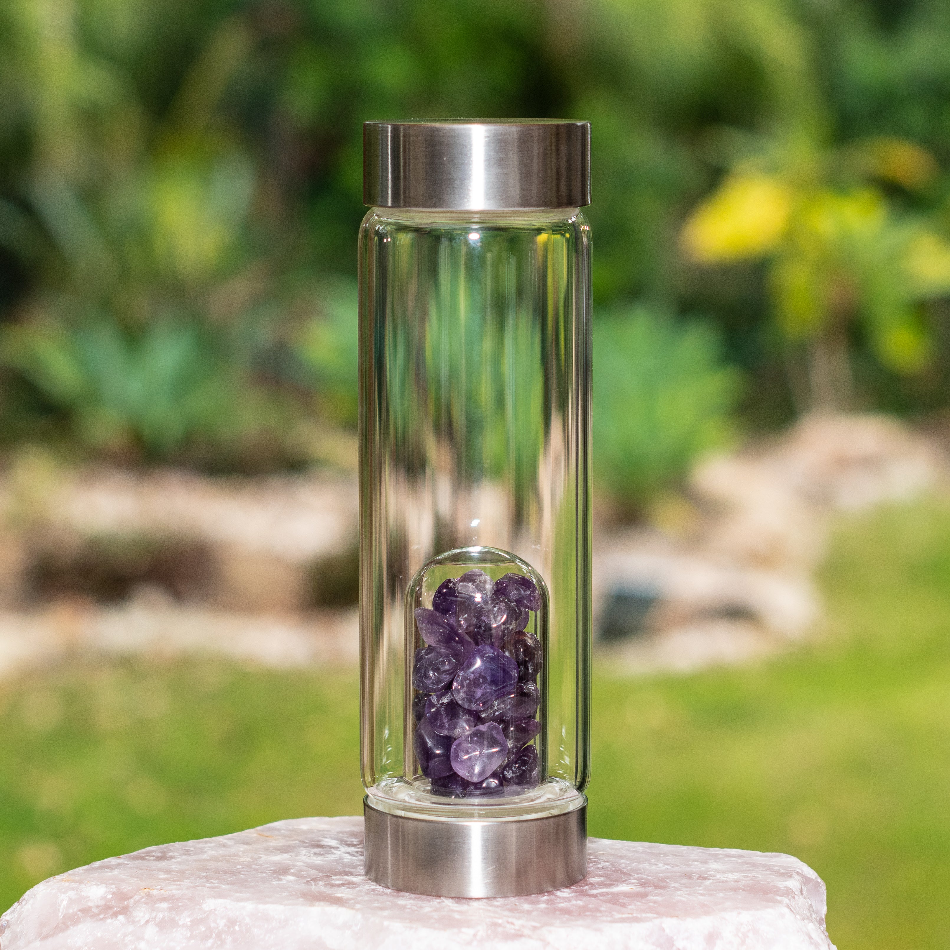 Mindful Living Co - Crystal Clear Water Bottle 20oz - Amethyst