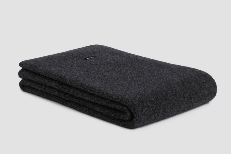 Chain Rib Angora & Merino Wool Throws - Charcoal