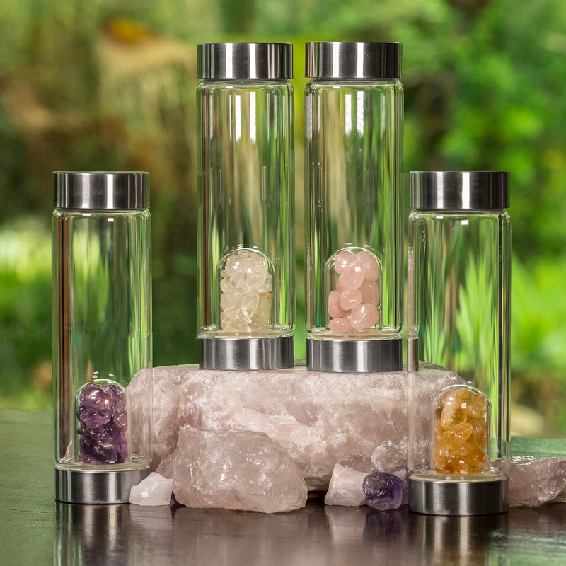 Rose Quartz Crystal Water Bottle