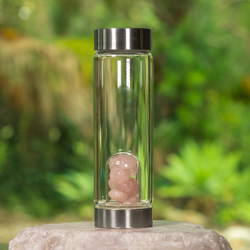 Rose Quartz Crystal Water Bottle