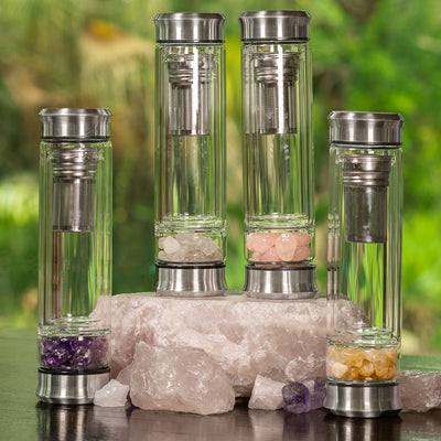 Rose Quartz Double Walled Glass Tea Infuser