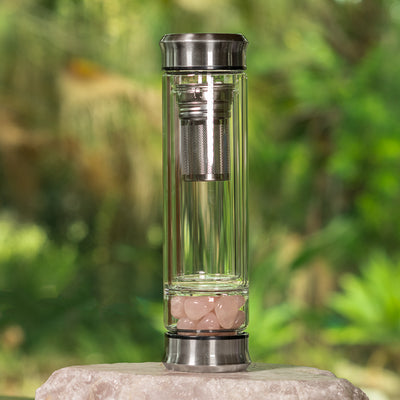 Rose Quartz Double Walled Glass Tea Infuser