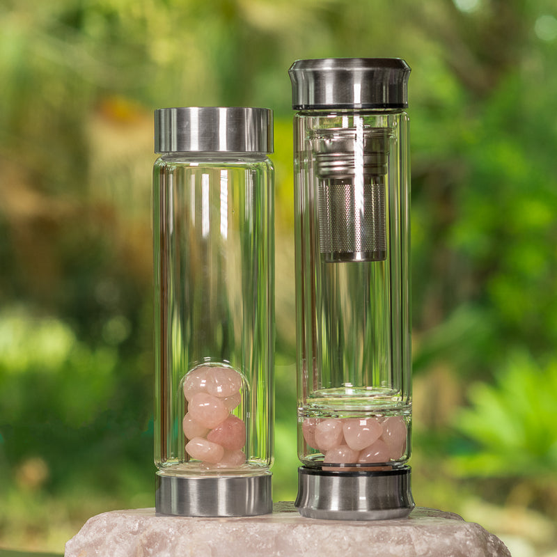 Rose Quartz Double Walled Glass Tea Infuser